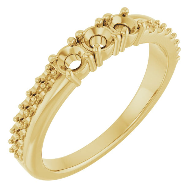 10K Yellow Gold 3 mm Round 4-Stone Accented Family Ring Mounting