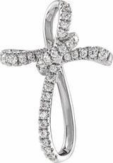 14K White Gold 1/5 CTW Natural Diamond Cross Pendant