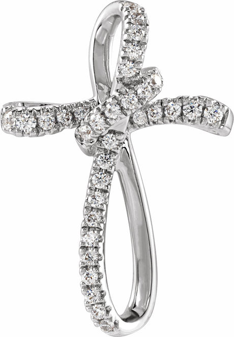 14K White Gold 1/5 CTW Natural Diamond Cross Pendant