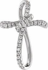 14K White Gold 1/5 CTW Lab-Grown Diamond Cross Pendant
