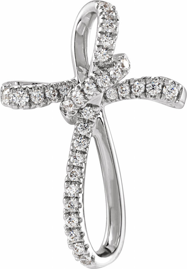 14K White Gold 1/5 CTW Lab-Grown Diamond Cross Pendant