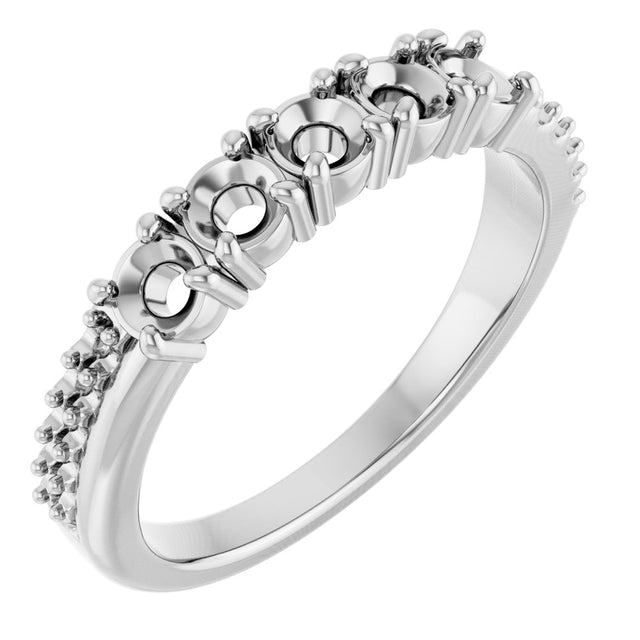 10K White Gold 3 mm Round 4-Stone Accented Family Ring Mounting