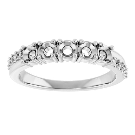 10K White Gold 3 mm Round 4-Stone Accented Family Ring Mounting