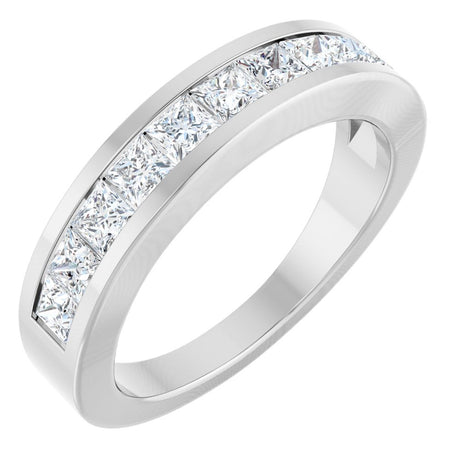 14K White 1 CTW Natural Diamond Channel-Set Anniversary Band Size 7