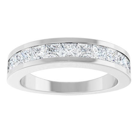 14K White Gold 1 CTW Natural Diamond Channel-Set Anniversary Band Size 7