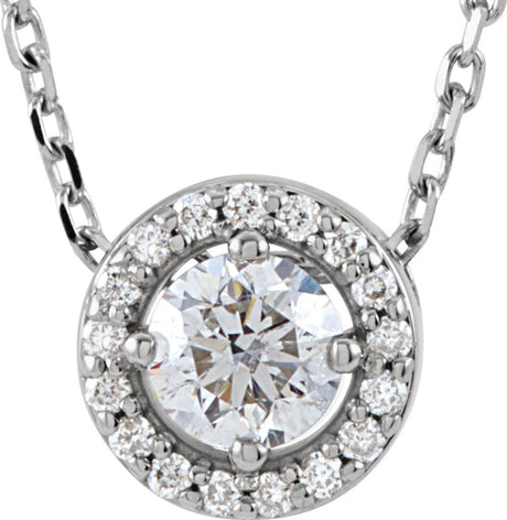 14K White 1/5 CTW Lab-Grown Diamond Halo-Style 16" Necklace