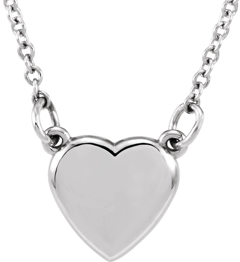 14K White Heart 18" Necklace