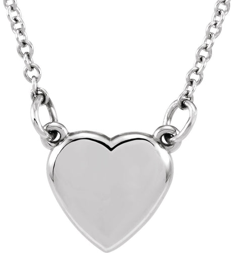 14K White Heart 18" Necklace