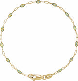 14K Yellow Gold-Filled 1.6 mm Multi-Color Enamel Bead Paperclip-Style 7" Chain