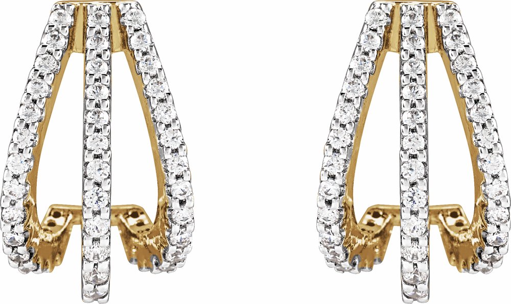 14K Yellow Gold 1/2 CTW Lab-Grown Diamond 14 mm Hoop Earrings