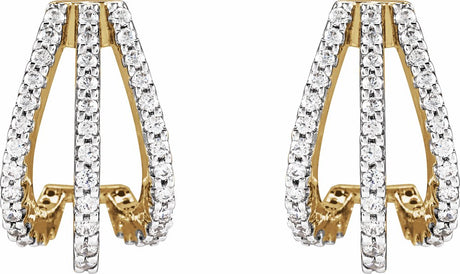 14K Yellow Gold 1/2 CTW Lab-Grown Diamond 14 mm Hoop Earrings