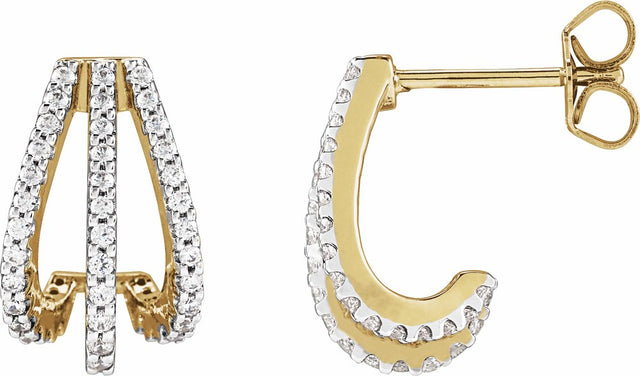 14K Yellow Gold 1/2 CTW Lab-Grown Diamond 14 mm Hoop Earrings
