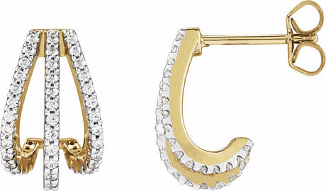14K Yellow Gold 1/2 CTW Lab-Grown Diamond 14 mm Hoop Earrings