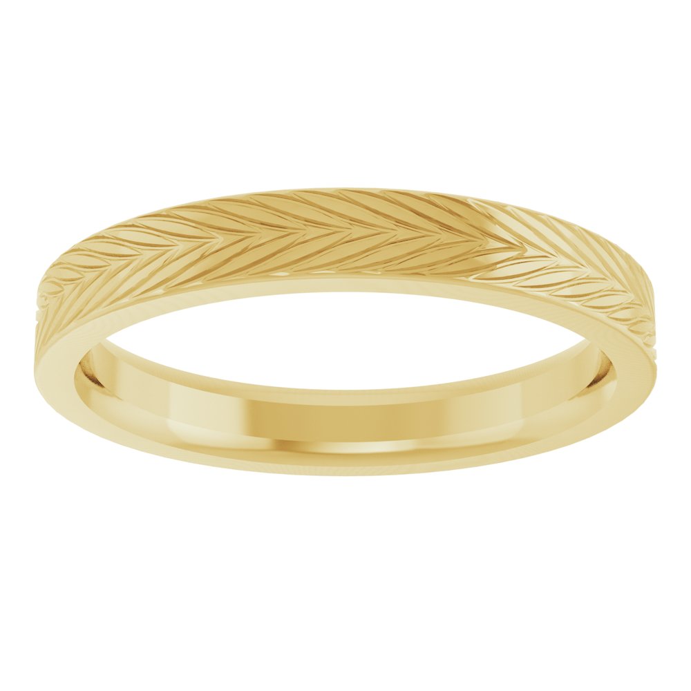 14K Yellow Gold 3 mm Wheat Patterned Band Size 7