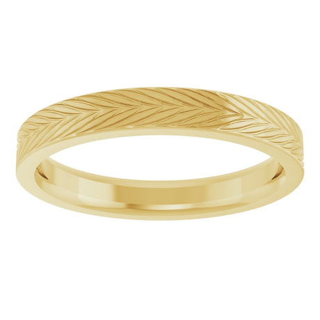 14K Yellow Gold 3 mm Wheat Patterned Band Size 6
