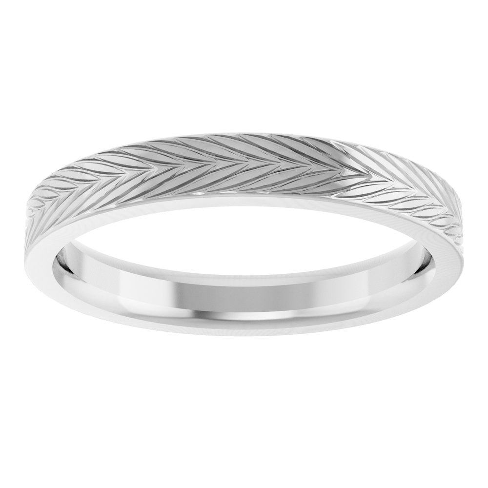 14K White Gold 3 mm Wheat Patterned Band Size 7