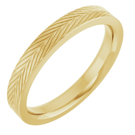 14K Yellow Gold 3 mm Wheat Patterned Band Size 6