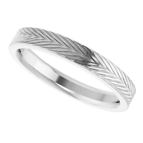 14K White Gold 3 mm Wheat Patterned Band Size 7