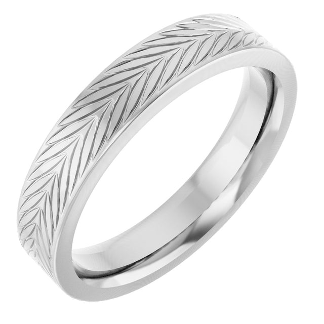 14K White Gold 4 mm Wheat Patterned Band Size 7