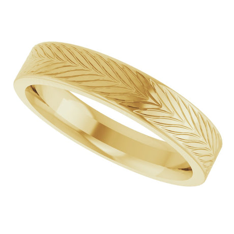14K Yellow Gold 4 mm Wheat Patterned Band Size 7