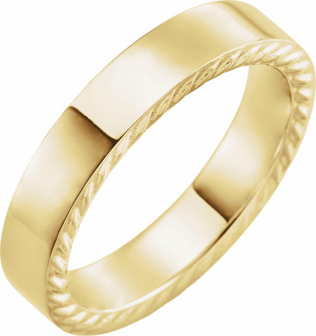 10K Yellow Gold 5 mm Rope Edge Flat Band Size 10