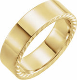 10K Yellow Gold 7 mm Rope Edge Flat Band Size 10