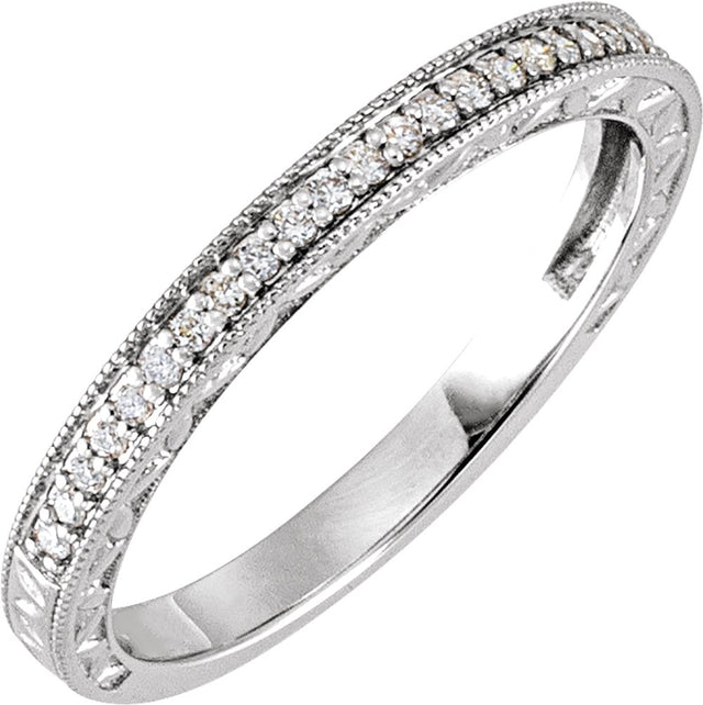 14K White Gold 1/8 CTW Natural Diamond Anniversary and
