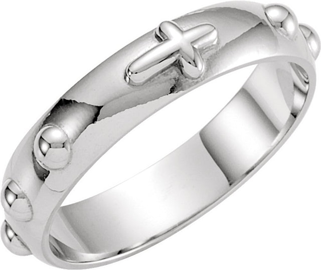 Sterling Silver 5 mm Rosary Ring Size 7 