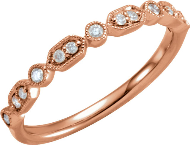 14K Rose Gold 1/8 CTW Natural Diamond Stackable Ring