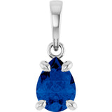 14K White Gold Lab-Grown Blue Sapphire Solitaire Pendant