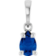14K White Gold Lab-Grown Blue Sapphire Solitaire Pendant