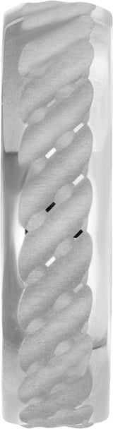 14K White Gold 6 mm Patterned Band Size 7