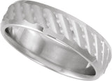 14K White Gold 6 mm Patterned Band Size 7