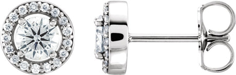 14K White Gold 1/2 CTW Natural Diamond Halo-Style Earrings