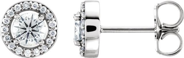 14K White Gold 1/2 CTW Natural Diamond Halo-Style Earrings
