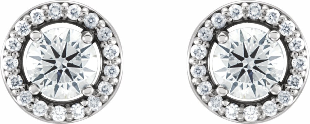 14K White 1/2 CTW Natural Diamond Halo-Style Earrings