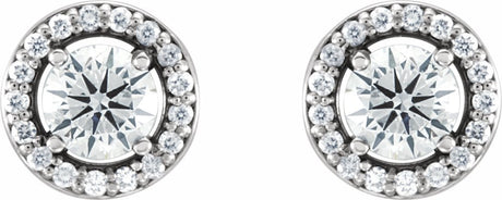 14K White 1/2 CTW Natural Diamond Halo-Style Earrings