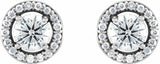 14K White 1/2 CTW Natural Diamond Halo-Style Earrings