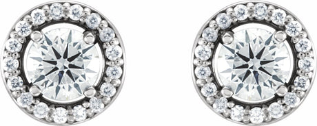 14K White Gold 1/2 CTW Natural Diamond Halo-Style Earrings