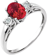 14K White Lab-Grown Ruby & .04 CTW Natural Diamond Ring