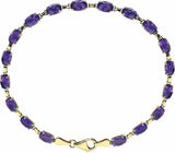 14K Yellow Gold Natural Amethyst 7.25" Bracelet