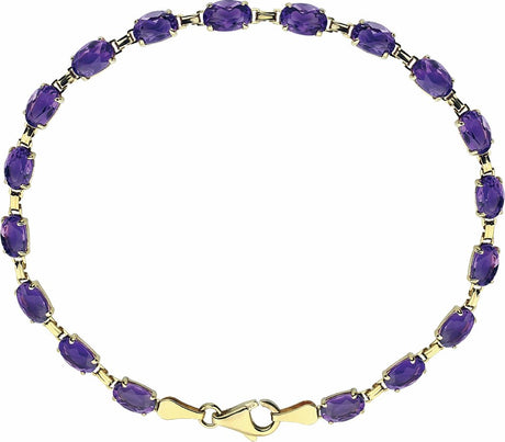 14K Yellow Gold Natural Amethyst 7.25" Bracelet