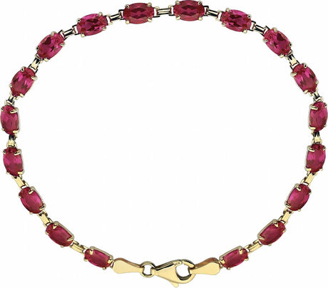 14K Yellow Gold Lab-Grown Ruby 7 1/4" Bracelet