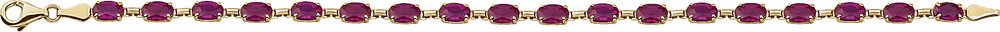 14K Yellow Gold Lab-Grown Ruby 7.25" Bracelet