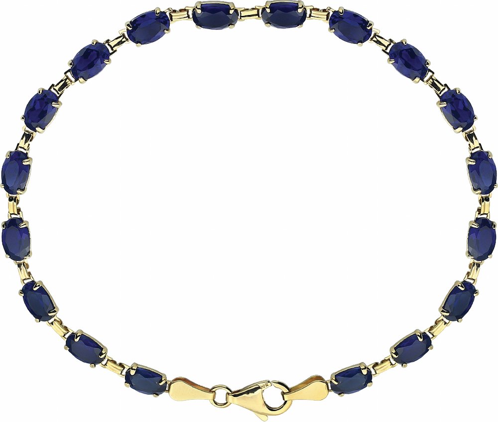 14K Yellow Gold Lab-Grown Blue Sapphire 7 1/4" Bracelet