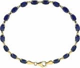 14K Yellow Gold Lab-Grown Blue Sapphire 7 1/4" Bracelet