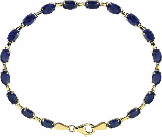 14K Yellow Gold Lab-Grown Blue Sapphire 7 1/4" Bracelet
