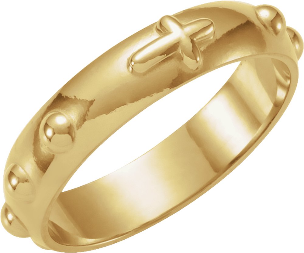 14K Yellow Gold 5 mm Rosary Ring Size 7 