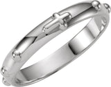 14K White Gold 3.2 mm Rosary Ring Size 9 
