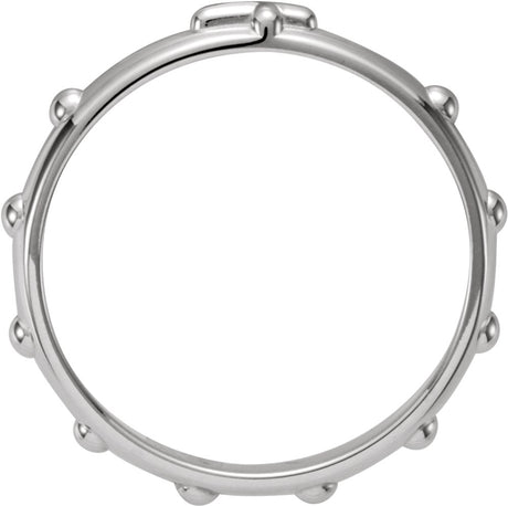 14K White Gold 3.2 mm Rosary Ring Size 9 